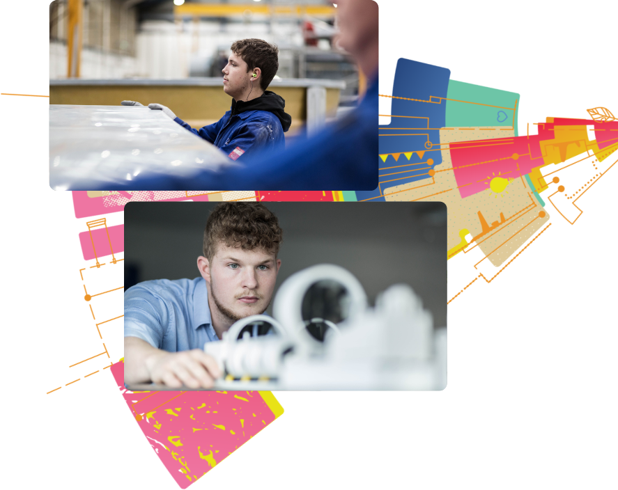 Young people working